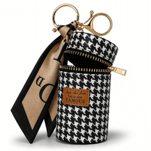 Stylish Keychain Charm with Bag Earphone Storage and Mini Coin Purse - Black/White