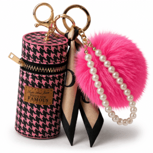 Luxury Pearl Pendant & Faux Fur Pom Pom Keychain for Trendy Bags - Pink | Hotpink