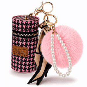 Adorable Pearl Pendant & Faux Fur Pom Pom Keychain Charm for Stylish Accessories - Pink