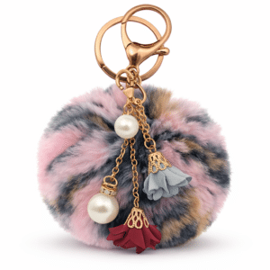 Luxurious Rose Pearl Pom Pom Keychain – Personalized for Every Occasion - Pink Lepo