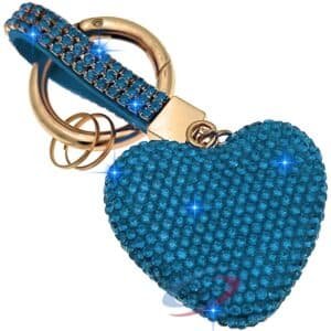 Elegant Bling Crystal Heart Keychain Charm to Elevate Your Bag - Blue
