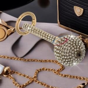 Trendy Bling Crystal Ball Keychain Charm Perfect for Girls’ Bags - Silver