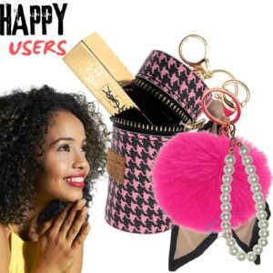 Luxury Pearl Pendant & Faux Fur Pom Pom Keychain for Trendy Bags - Pink | Hotpink