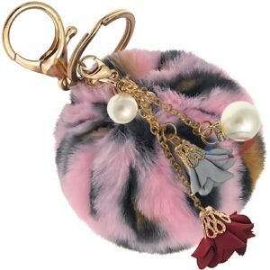Luxurious Rose Pearl Pom Pom Keychain – Personalized for Every Occasion - Pink Lepo