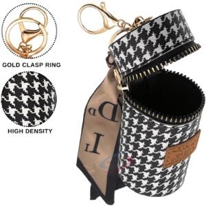 Stylish Keychain Charm with Bag Earphone Storage and Mini Coin Purse - Black/White