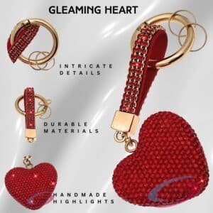 Sparkling Bling Crystal Heart Keychain Charm for Stylish Accessories - Red