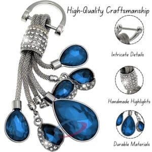 Sparkling Bling Rhinestone Keychain Charm with Colorful Gems - Blue