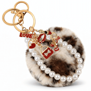 Cream Lepo Fluffy Faux Fur Pom Pom Keychain – iAccessories Pearl Bag Charm for Girls
