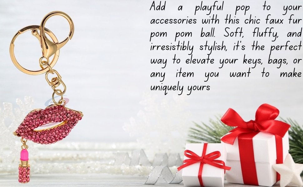 Close-up of Sparkling Rhinestones on Lips Keychain 4K