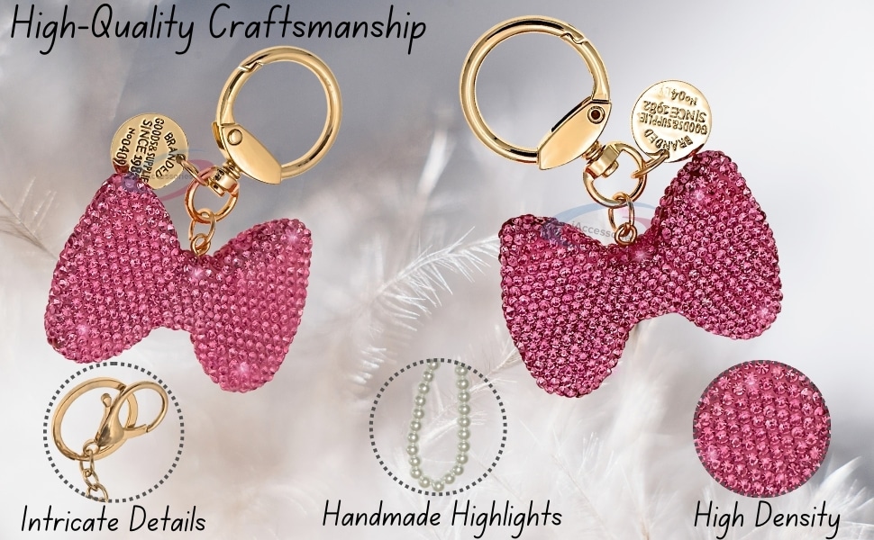 Close-up of Sparkling Rhinestones on Bow Keychain 4K