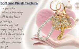 Main view of the Pink Faux Fur Heart Keychain with Bling Palm Tree