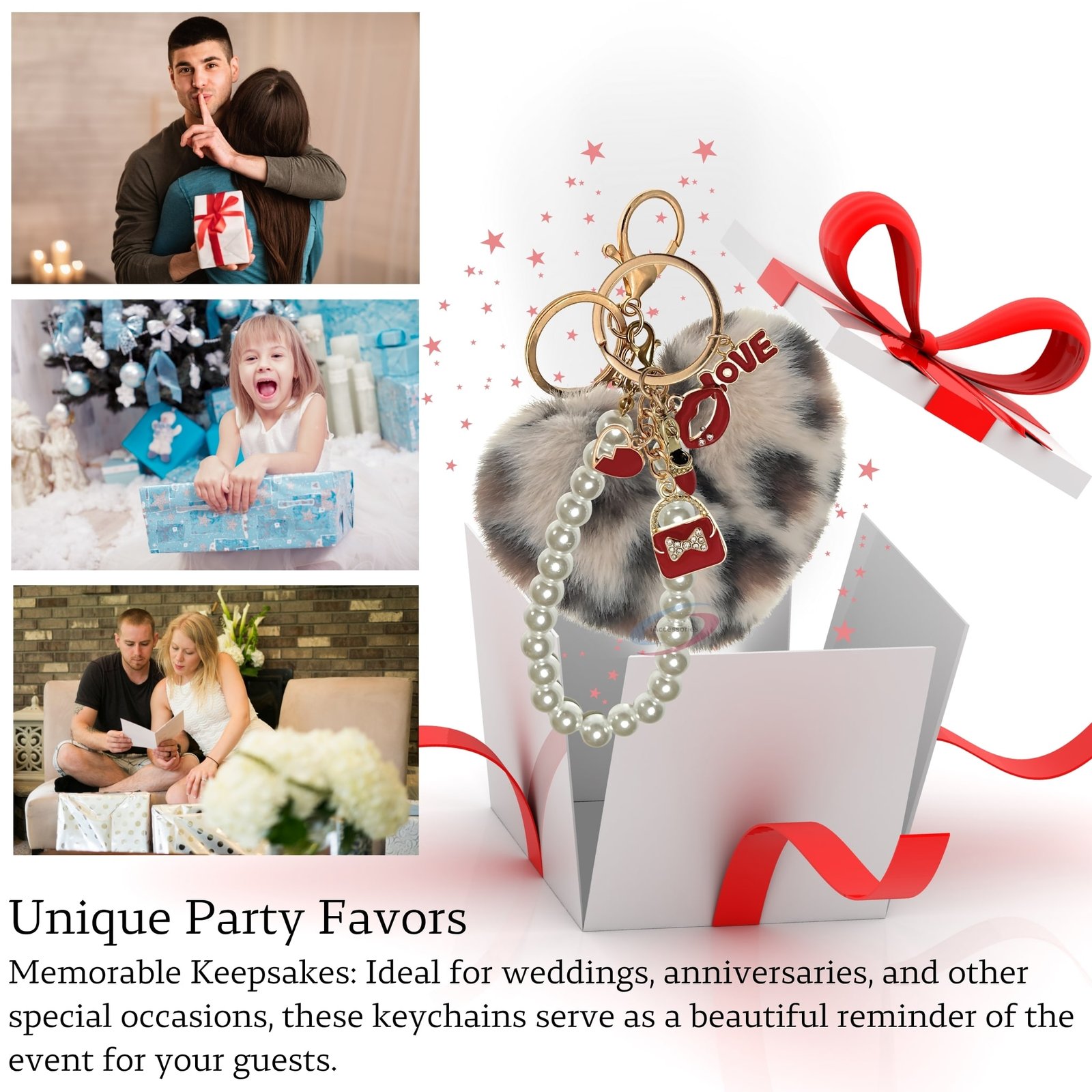 iAccessories Fluffy Faux Fur Pearl Fashion Pom Pom Heart Keychain Charm for Girls Bags, Wallets and Luggage (Cream Lepo)-4