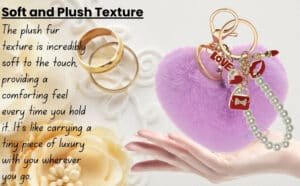 Main view of the Light Purple Faux Fur Heart Keychain with Pearl