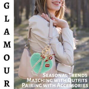 iAccessories Mint Green Faux Fur Heart Pom Pom Keychain with Pearl Pendant – Cute Bag Charm for Girls