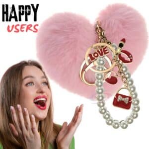 Fluffy Faux Fur Heart Keychain with Pearl Charm – iAccessories | Cute Bag & Luggage Accessory