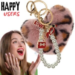Pink Lepo Heart Pom Pom Keychain – iAccessories Faux Fur Pearl Bag Charm for Girls