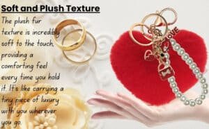 Main view of the Red Faux Fur Heart Keychain with Pearl