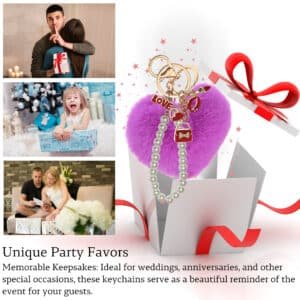 Violet Fluffy Faux Fur Heart Pom Pom Keychain – iAccessories Pearl Fashion Bag Charm for Girls