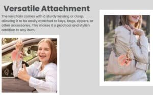 Main view of the Baby Pink Faux Fur Heart Keychain with Pearl