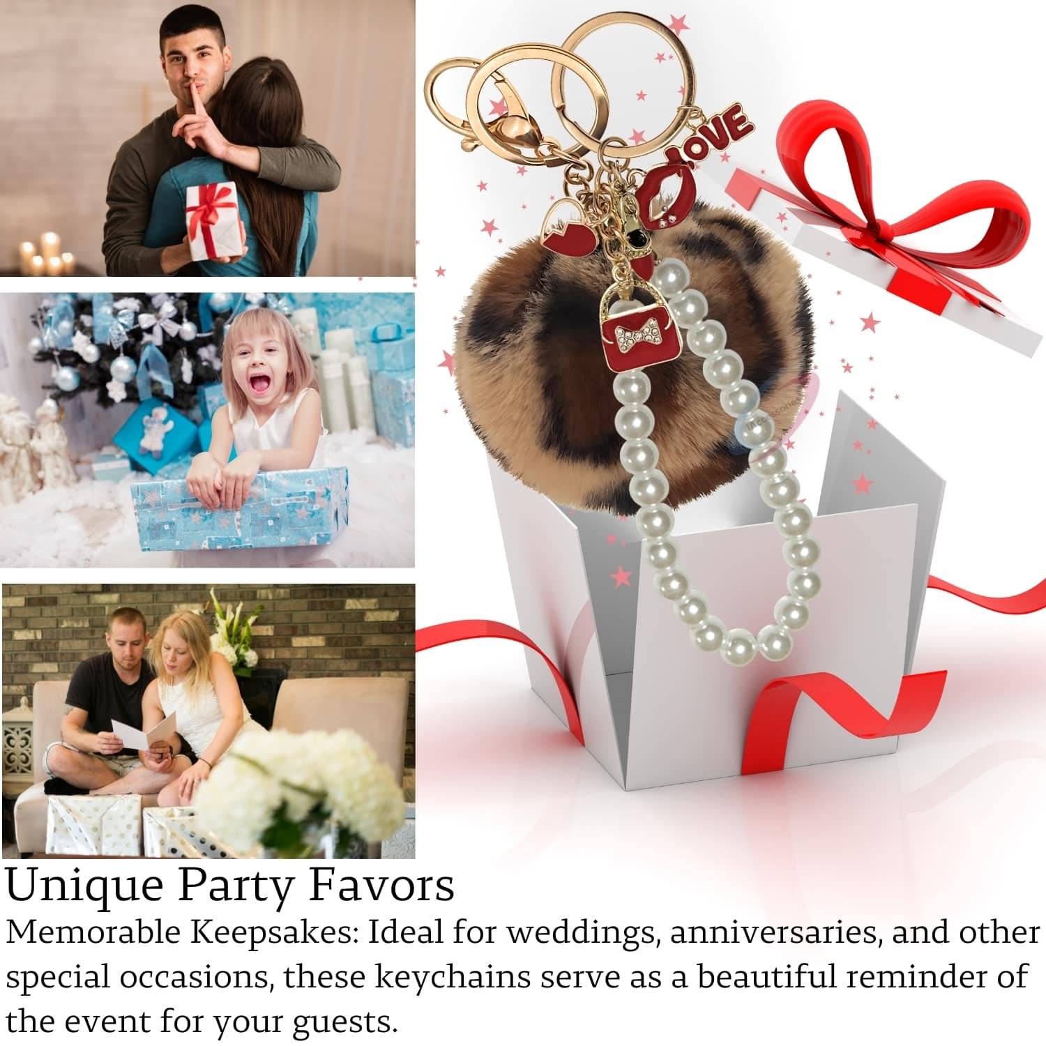 iAccessories Fluffy Faux Fur Pearl Fashion Pom Pom Keychain Charm for Girls Bags, Wallets and Luggage – Brown Lepo-4