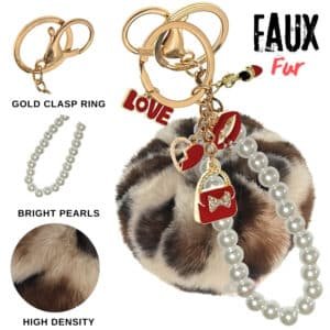 Cream Lepo Fluffy Faux Fur Pom Pom Keychain – iAccessories Pearl Bag Charm for Girls