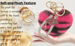 Main view of the Hot Pink Lepo Faux Fur Heart Keychain with Diamond Lips