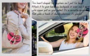 View 2: Fluffy heart and lips charm