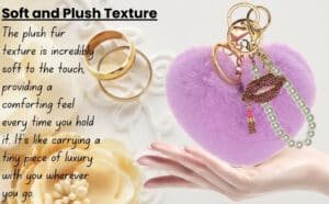 Main view of the Light Purple Faux Fur Heart Keychain with Diamond Lips