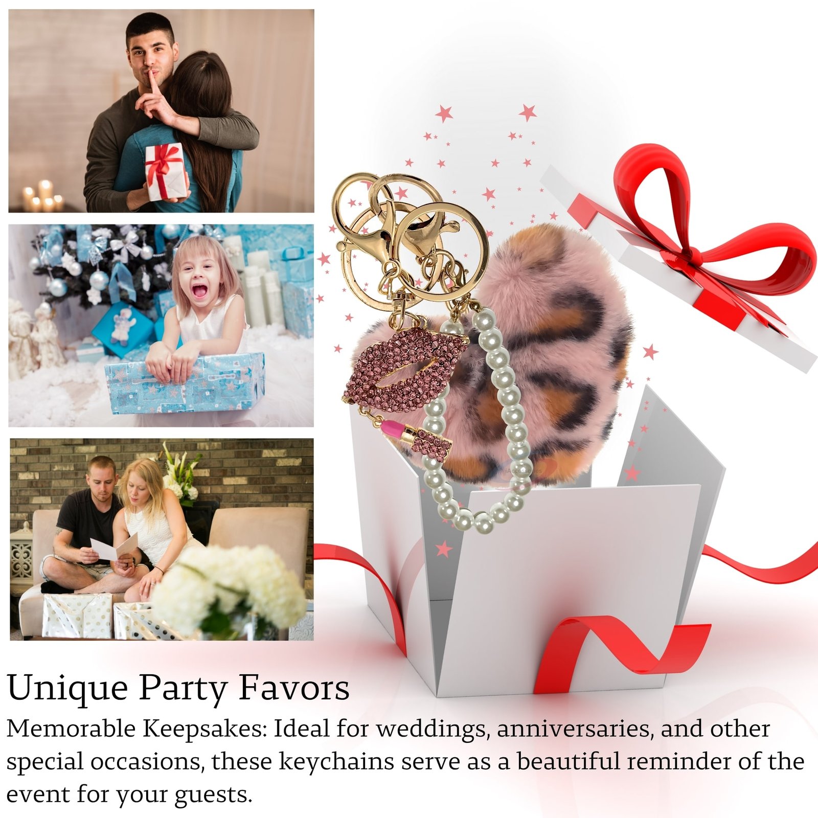 iAccessories Pearl Diamond Lips Fluffy Faux Fur Pom Pom Heart Charm for Girls Bags, Wallets and Luggage (Pink Lepo)-4