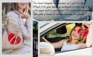 View 2: Fluffy heart and lips charm