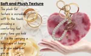 Main view of the Rose Lepo Faux Fur Heart Keychain with Diamond Lips