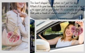 View 2: Fluffy heart and lips charm