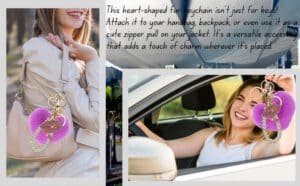 View 2: Fluffy heart and lips charm