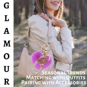 Violet Faux Fur Heart Pom Pom Keychain with Pearl & Diamond Lips – iAccessories Bag Charm for Girls