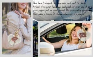 View 2: Fluffy heart and lips charm