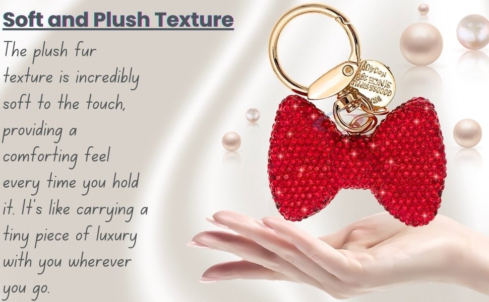 Main view of the 3D Red Crystal Bow Keychain