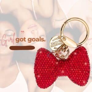 iAccessories Red 3D Bling Crystal Bow Keychain – Sparkling Pendant Charm for Girls’ Handbags, Wallets & Luggage