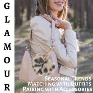 Cream Heart Fluffy Faux Fur Pom Pom Key Ring – Cute Bag Charm by iAccessories