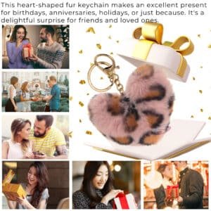 Pink Lepo Heart Fluffy Faux Fur Pom Pom Key Ring – Cute Bag & Key Charm for Girls