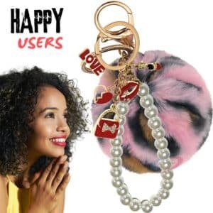 Pink Lepo Faux Fur Pearl Pom Pom Keychain – Stylish Bag Charm for Girls | iAccessories