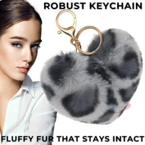 Grey Lepo Heart Fluffy Faux Fur Pom Pom Key Ring – iAccessories Cute Keychain