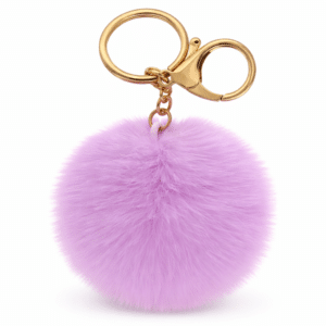 Light Purple Fluffy Faux Fur Pom Pom Ball Key Ring – Cute Bag Charm by iAccessories
