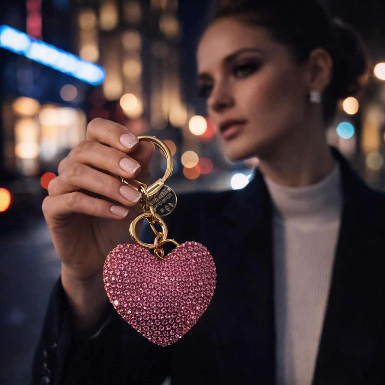 Red Crystal Heart Keychain Charm