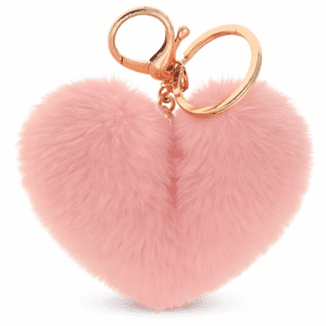 Baby Pink Heart Fluffy Faux Fur Pom Pom Key Ring – iAccessories Bag & Key Charm