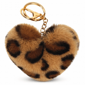 Brown Lepo Heart Fluffy Faux Fur Pom Pom Key Ring – iAccessories Bag & Key Charm