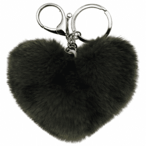 Dark Green Lepo Heart Fluffy Faux Fur Pom Pom Key Ring – iAccessories Bag & Key Charm