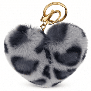Grey Lepo Heart Fluffy Faux Fur Pom Pom Key Ring – iAccessories Cute Keychain