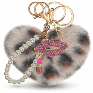 Cream Lepo Pearl Diamond Lips Heart Pom Pom Key Ring – iAccessories Faux Fur Bag Charm