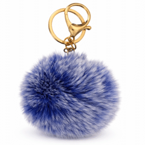 Frosted Blue Fluffy Faux Fur Pom Pom Ball Key Ring – Cute Bag Charm