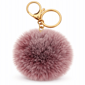 Frosted Red Fluffy Faux Fur Pom Pom Ball Key Ring – Cute Bag Charm